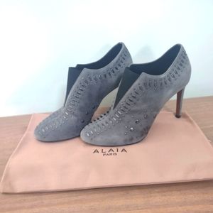 Alaïa studded grey suede ankle boot heels 38 $1,295